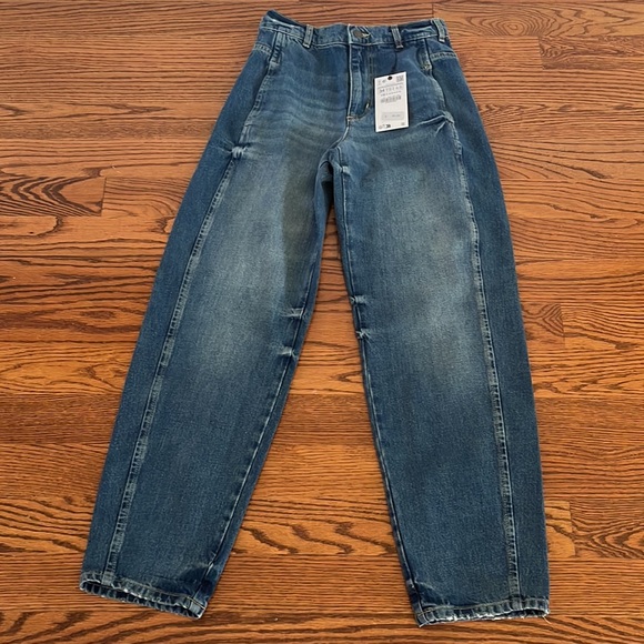 *NWT - ZARA ZW MID-RISE BALLOON MILA JEANS - Picture 10 of 12